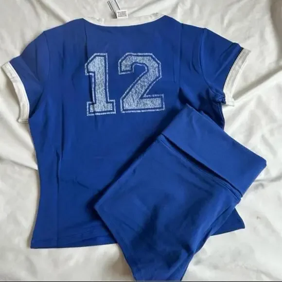 Frankie's Bikinis Brooklyn blue shirt and shorts Set